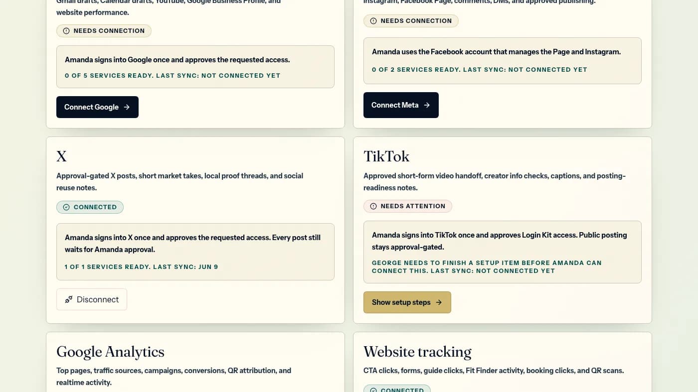 Portal connection settings used to launch a real estate growth workspace